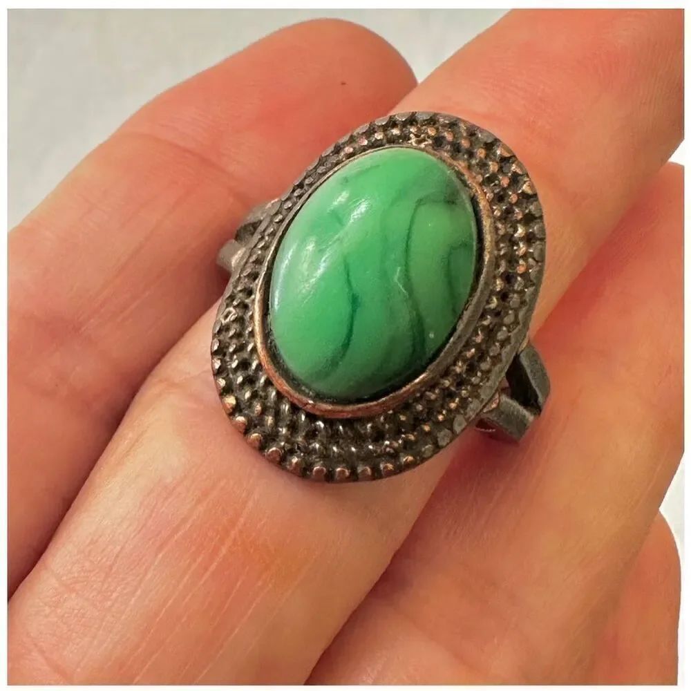 Copper tone green ring